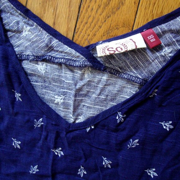 SO Navy Blue Rayon Popover Top - Picture 2 of 4